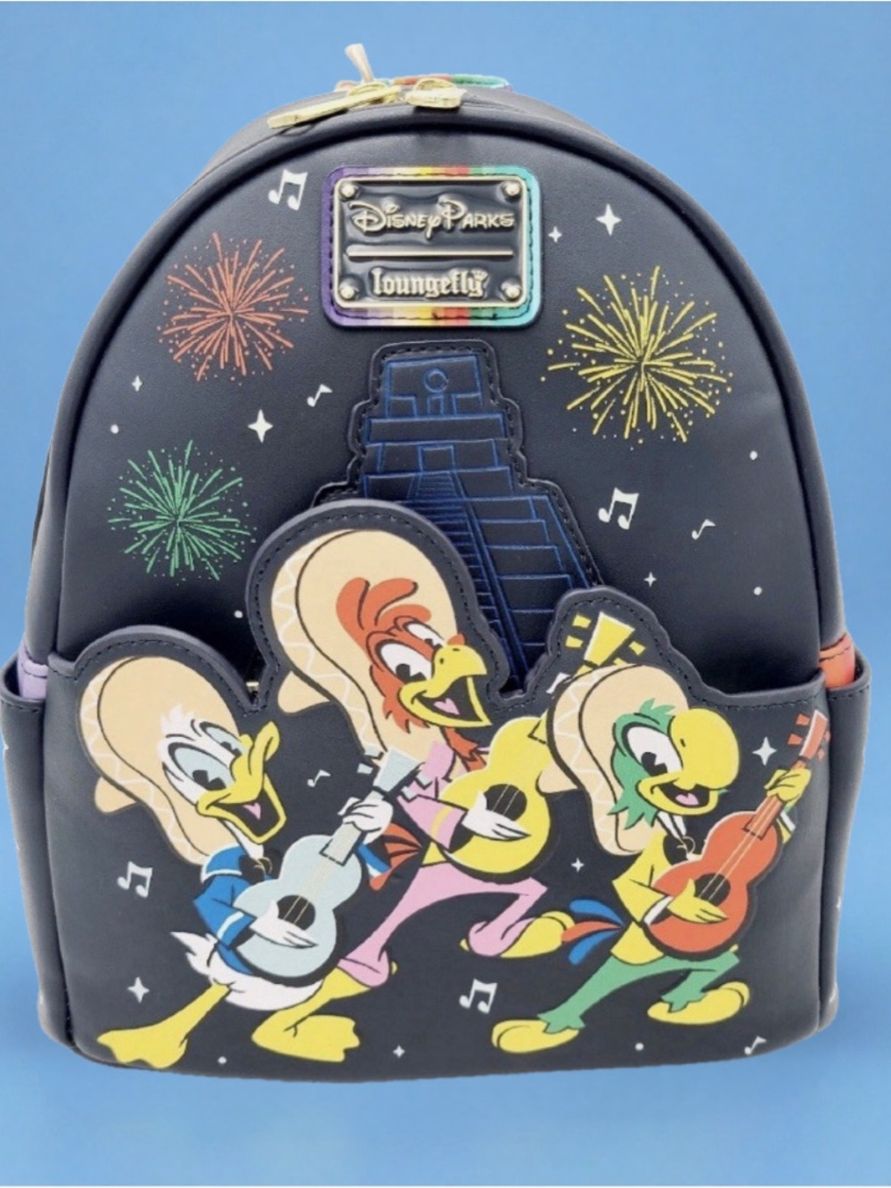 Disney Parks Epcot Mexico Three Caballeros Glow in the Dark Loungefly Backpack